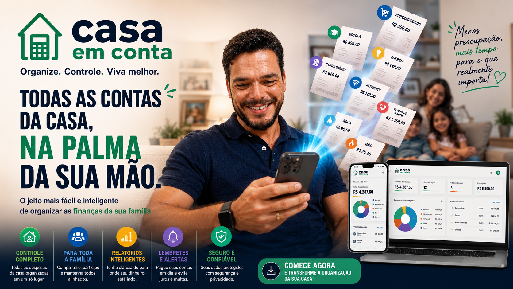 Visual da plataforma Casa em Conta